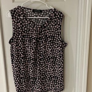 Kasper Black and Pink Patterned Sleeveless Blouse